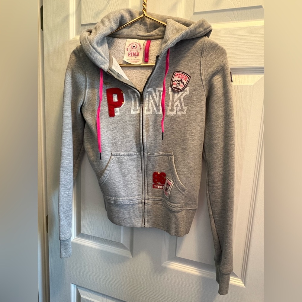 PINK Victoria's Secret Gray, Pink & Red Hoodie - Picture 4 of 8